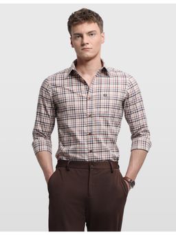 Arrow Sports - Mens Brown Chelsea Slim Fit Tartan Checks Shirt