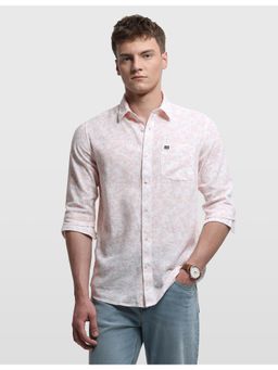 Arrow Sports - Mens Orange Chelsea Slim Fit Tropical Printed Shirt