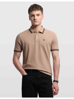 Arrow Sports - Mens Brown Textured Regular Fit Polo T-Shirt
