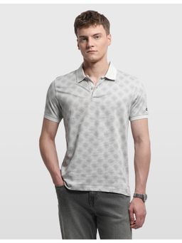 Arrow Sports - Mens Grey Geometric Printed Regular Fit Polo T-Shirt