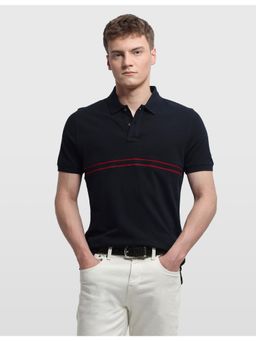 Arrow Sports - Mens Navy Blue Solid Regular Fit Polo T-Shirt