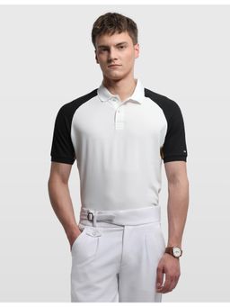 Arrow Sports - Mens White Colorblock Solid Regular Fit Polo T-Shirt