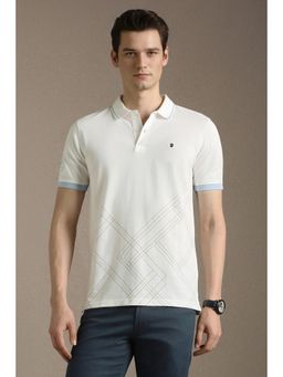 Louis Philippe - Mens White Printed Polo T-Shirt
