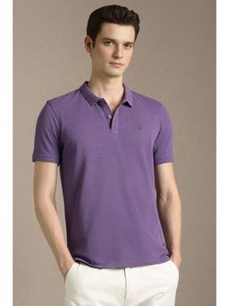 Louis Philippe - Mens Purple Textured Polo T-Shirt