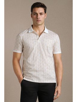 Louis Philippe - Mens White Print Polo T-Shirt