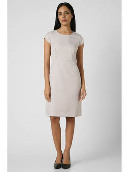 Van Heusen - Women Grey Solid Knee Length Formal Dress