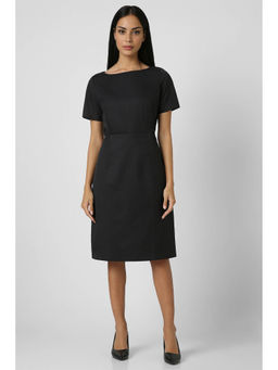 Van Heusen - Women Black Solid Knee Length Formal Dress