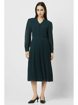 Van Heusen - Women Green Solid Party Dress