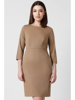 Van Heusen - Women Brown Solid Formal Dress