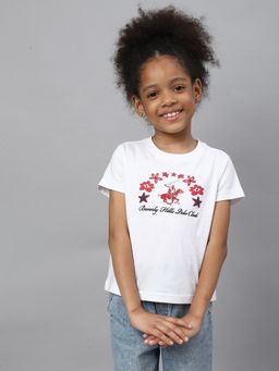 Beverly Hills Polo Club - Girls Floral Arch Tee Shirt - White