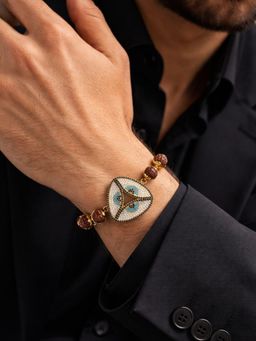 Digital Dress Room - Men Multi-Color Evil Eye Triangle Charm Rudraksha Bracelet