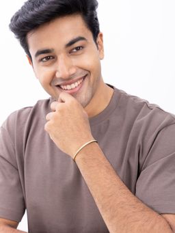 AQUASTREET - Men Gold 18K Plated Anti-Tarnish White Zircon Openable Bracelet (2.6)