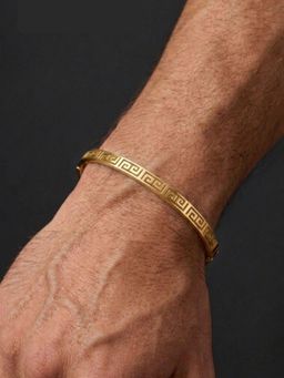 AQUASTREET - Men Gold 18K Plated Anti-Tarnish Greek Key Inspired Design Bracelet (2.6)