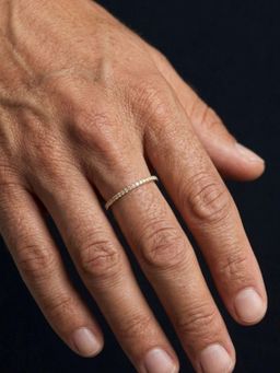 AQUASTREET - Men White 18K Gold Plated Anti-Tarnish Thin Minimal Zircon Ring