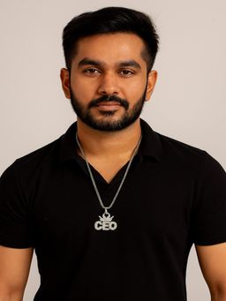 JEWELZ - Men White Silver Crown Pendant Chain Necklace