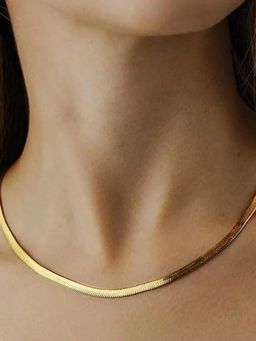 Peora - Men Gold Plated Stainless Steel Herringbone Chain