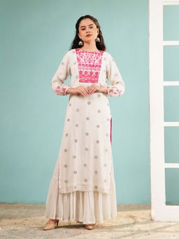 Ritivesh - White Georgette Kurta with Sharara