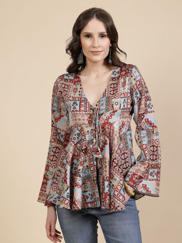 TANKHI - Womens Multi-Color Printed Top