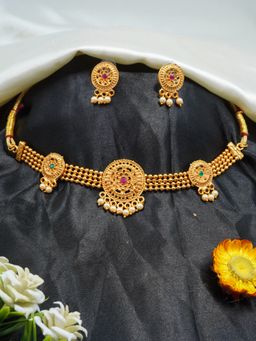 GRIIHAM - Gold-Plated Pink Ad-Studded Jewellery Set