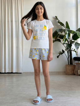 Lil Tomatoes - Girls Blue Printed Summer Nightsuit