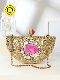 HOUSE OF WEBHIN - Lunar Agate Embellished Mother Of Pearl Clutch