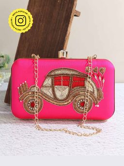HOUSE OF WEBHIN - Retro Ride Pink Clutch Bag