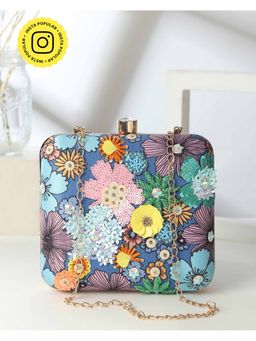 HOUSE OF WEBHIN - Flora Blue Clutch
