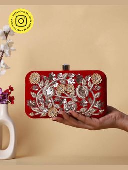 HOUSE OF WEBHIN - Gulnaar Red Velvet Clutch