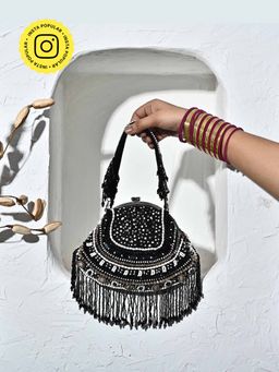 HOUSE OF WEBHIN - Sunehri Black Batua Bag