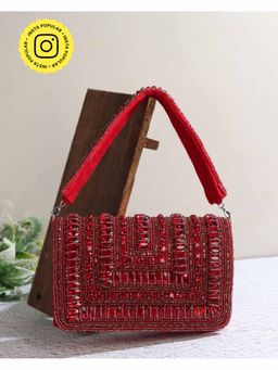 HOUSE OF WEBHIN - Ragini Red Studded Flap Bag