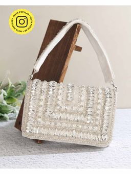 HOUSE OF WEBHIN - Ragini White Studded Flap Bag
