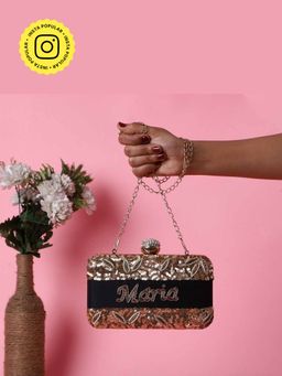 HOUSE OF WEBHIN - Velour Black Customised Clutch Bag