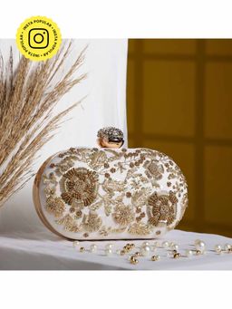 HOUSE OF WEBHIN - White Adda Oval Clutch