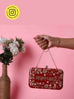 HOUSE OF WEBHIN - Noor-E-Naam Mehroon Name Red Clutch