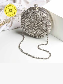 HOUSE OF WEBHIN - Amaira Silver Round Brass Clutch