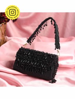 HOUSE OF WEBHIN - Nisha Black Tassel Flap Bag