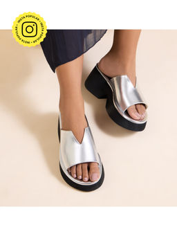 SKO - Modena Silver Platform Heels