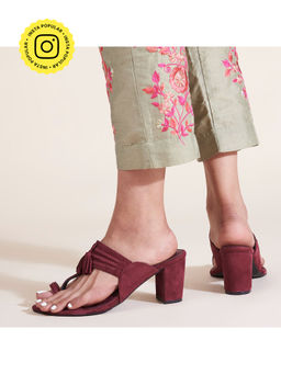 SKO - Maroon Block Heel Kolhapuris