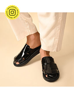 SKO - Arta Black Patent Slippers