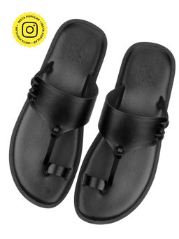 SKO - Indy Men Kolhapuri Black Slippers