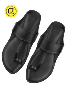 SKO - Men Vegan Kolhapuri Black Slippers