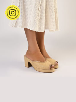 SKO - Nude Sao Paulo Platform in Raffia Mule