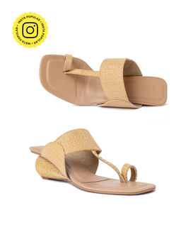 SKO - Beige Kolhapuri Raffia Block Heels