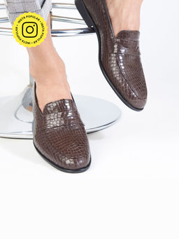 SKO - Men Hugo Brown Leather Crocs Loafers