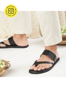SKO - Men Athens Black Vegan Leather Slippers
