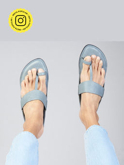 SKO - Men Grey Kolhapuri Vegan Leather Slippers