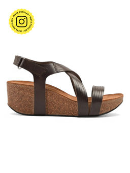 SKO - Women Brown Vigo Cork Wedges Sandals