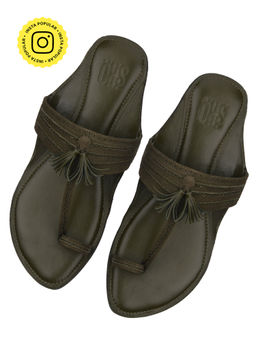 SKO - Men Green Braided Kolhapuri Slippers
