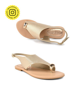 SKO - Women Crete Gold Flat Sandals