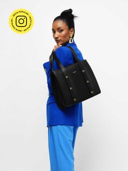 THESTO - Adjustable Tich Button Tote Black (XL)